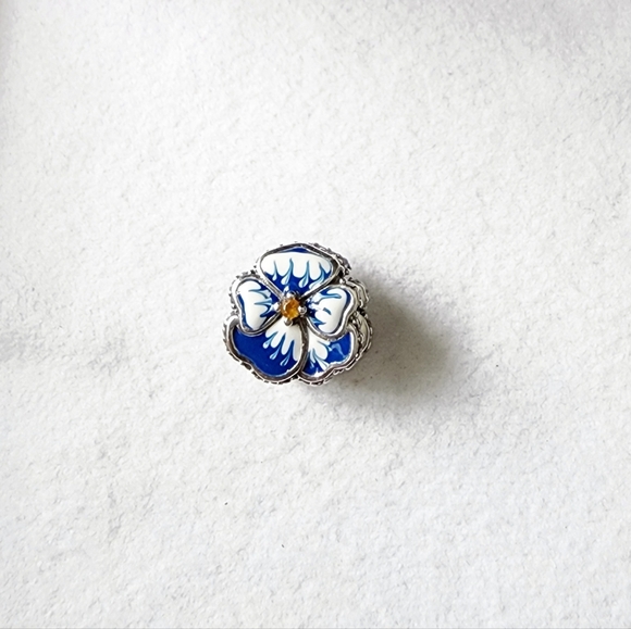 Pandora Jewelry - New Pandora Blue Pansy Flower Charm bead for jewelry bracelet